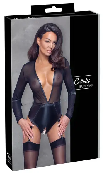Cottelli Collection Bondage Body Crni XL - Mat i mreža, odvojive trake