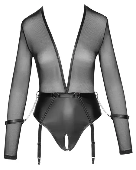 Cottelli Collection Bondage Body Crni XL - Mat i mreža, odvojive trake