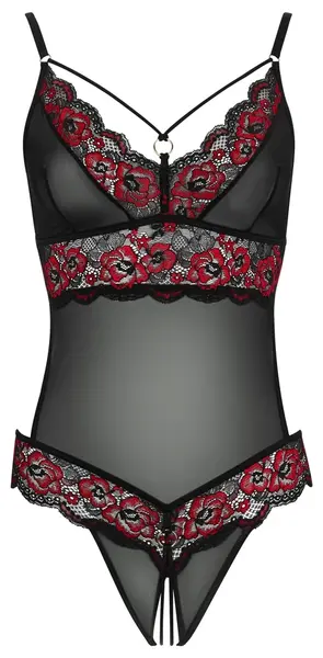 Cottelli Lingerie Cvetni čipkasti bodi L/XL sa podesivim trakama