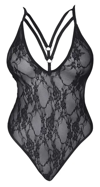 Cottelli Collection Body Rings M - Lace Bodysuit with Gold Accents