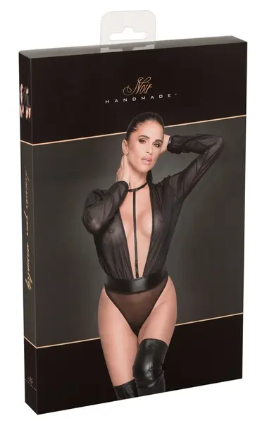 Cottelli Collection Long Sleeve Mesh & Chiffon Body M Black