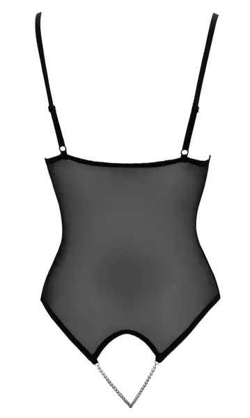 Cottelli Collection Poluprovidni Čipkani Body S, Podesiv, Crni