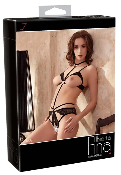 Velvet Strap Body XL by Cottelli Collection - Adjustable Black with Lace and Gold Details