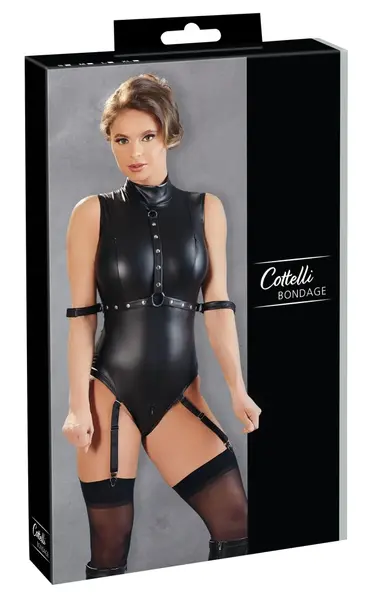 Cottelli Collection Body Suspenders L Mat crni podesivi dizajn