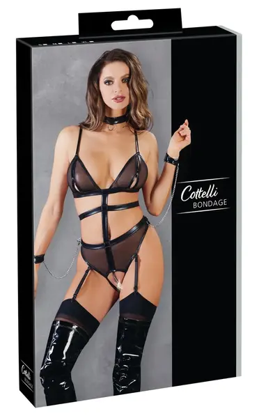 Cottelli Bondage Body Chains S - Podesivi harness i kragna set