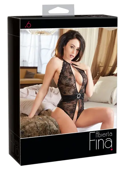 Cottelli Collection Body L Black Transparent with Rhinestone Accents