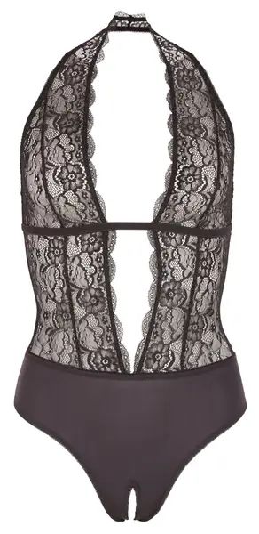 Cottelli Collection Body XL Black Lace Halterneck Open Design