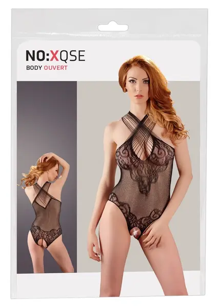 Cottelli Collection Seamless Body S-L Black Lace Net One-Piece