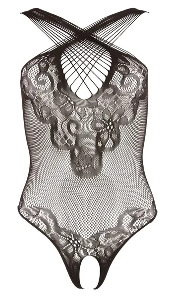 Cottelli Collection Seamless Body S-L Black Lace Net One-Piece