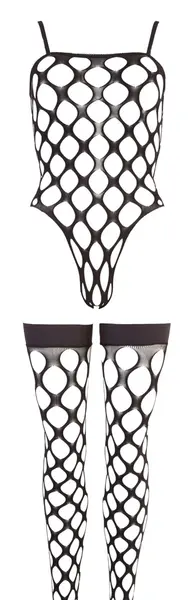Cottelli Collection Body & Čarape S-L Crni Bešavni Set od Mreže
