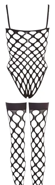 Cottelli Collection Body & Čarape S-L Crni Bešavni Set od Mreže