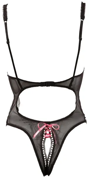 Cottelli Collection Body 75B/S Black-Pink, Open Design, Adjustable Straps