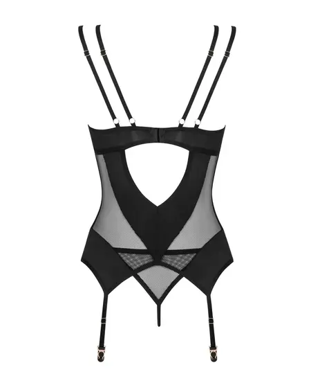 Obsessive Nesari Set Black M/L - Mesh Suspender Top & Thong