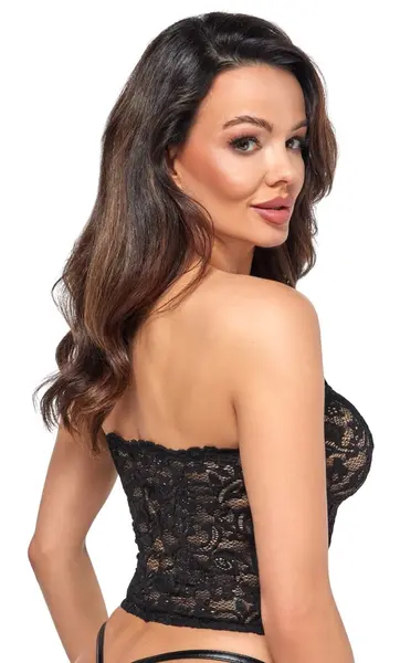 Noir Handmade Corset S - Strapless Lace Design, Black, Size S