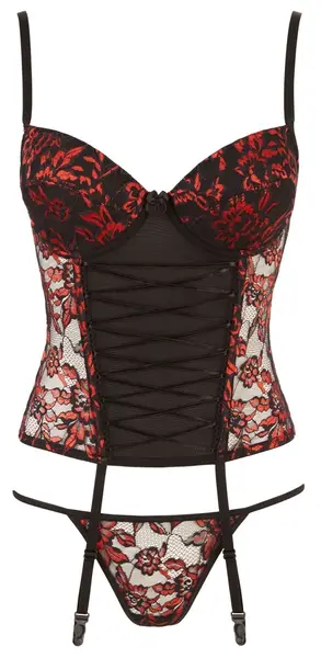 Cottelli Collection Lace Powernet Corset Set 80C/L Black Elegant Design