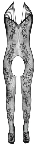 NO:XQSE Catsuit Halterneck S-L, Transparent Net, Open Design