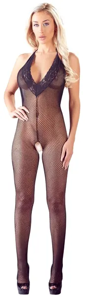 Cottelli Collection Net Catsuit S-L Lace Detail Backless Black
