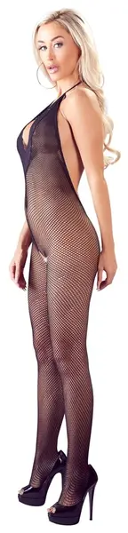 Cottelli Collection Net Catsuit S-L Lace Detail Backless Black