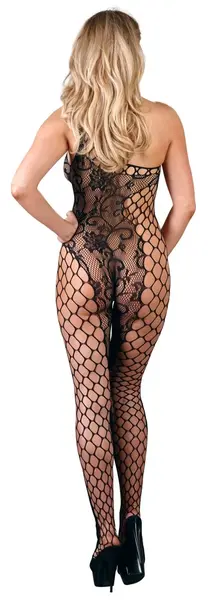 Cottelli Collection Asymmetrical Net Catsuit S-L, Seamless, Black