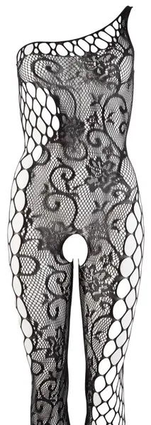 Cottelli Collection Asymmetrical Net Catsuit S-L, Seamless, Black