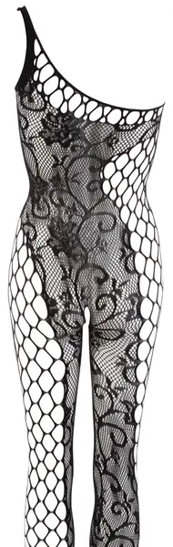 Cottelli Collection Asymmetrical Net Catsuit S-L, Seamless, Black