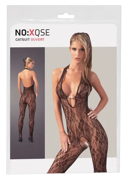 Cottelli Collection Catsuit Halterneck Pearls Black S/M