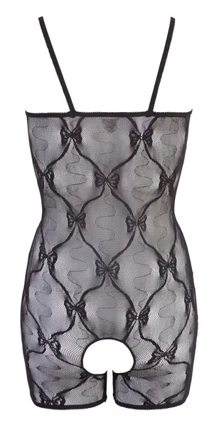 Cottelli Collection Crna Čipkasta Kratka Bodije L/XL sa Rukavicama