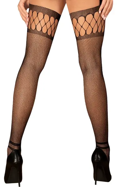 Obsessive OBS Fishnet Stockings S-L with Decorative Cut-Outs Black