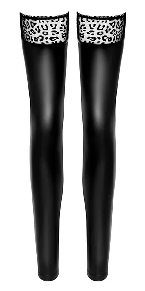 Noir Handmade Leo Velvet Power Wetlook Footless Stockings M