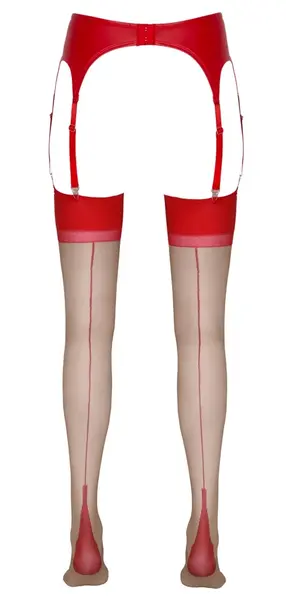 Cottelli Collection Stockings Skin/Red Seam & Cuban Heel, Size 4
