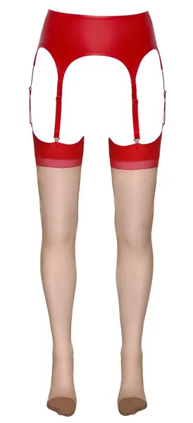 Cottelli Collection Stockings Skin/Red Classic Seam Cuban Heel L/XL