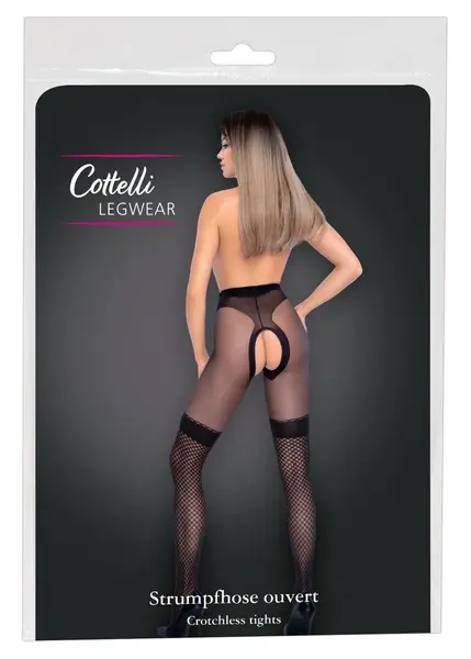 Cottelli LEGWARE Hulahopke Model 4136360 sa Mrežastim Overknee, Crna, 30 DEN