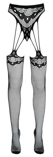 Cottelli Legwear String with Attached Stockings Lace S-L Black