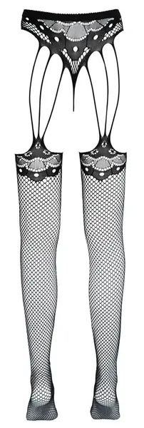 Cottelli Legwear String with Attached Stockings Lace S-L Black