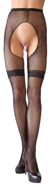 Cottelli Collection Hulahopke Ograda Mreža M/L sa Čipkastim Podvezicama Crna