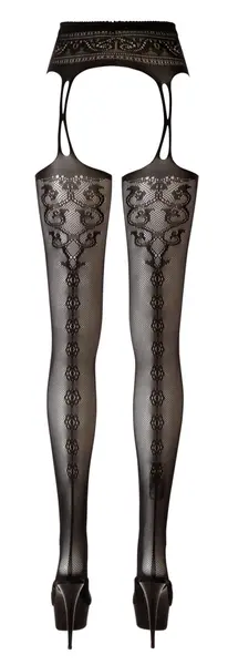 Cottelli Collection Hulahopke sa Podvezicama L/XL - Crna Mreža, Sa Šavom