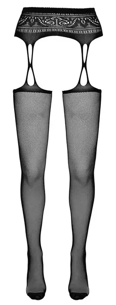 Cottelli Collection Hulahopke sa Podvezicama L/XL - Crna Mreža, Sa Šavom