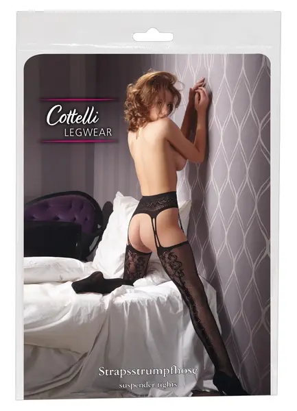 Cottelli Collection Mrežaste Hulahopke u Stilu Podvezica S/M sa Zadnjim Šavom