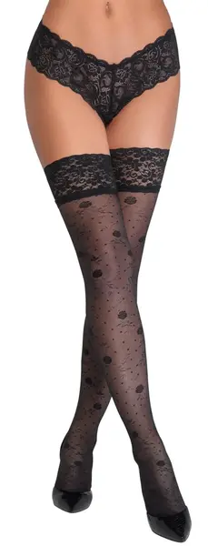 Cottelli Legware Držačice sa uzorkom ruže 20 Den Crna M/L