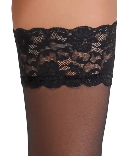Cottelli Legware Crne Držačice sa 9 cm Čipkom, 20 DEN, Veličina BL