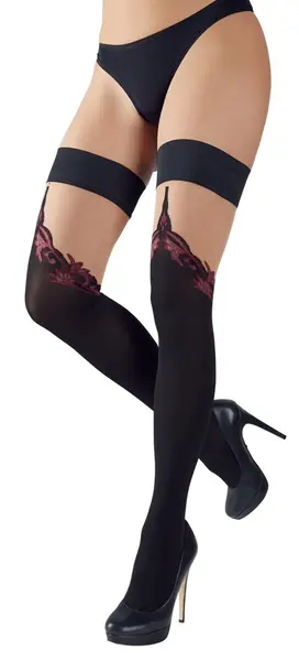 Cottelli Collection Thigh-High Hold-Up Stockings with Seam, 70 DEN, Black