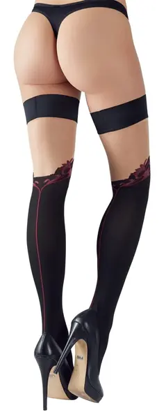 Cottelli Collection Hold-up Stockings Thigh-high Black 70 DEN Seam Oeko-Tex