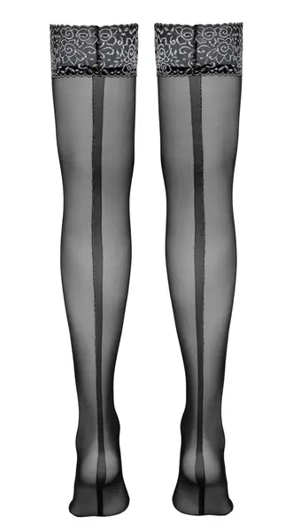 Cottelli Collection Hold-Up Stockings Silver Lace Seam 90 DEN Black