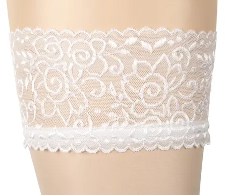 Cottelli Collection samodržeće čarape bele 17 den čipkane gumice S/M