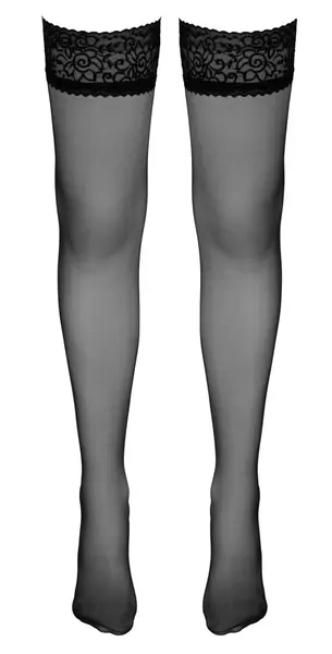 Cottelli Collection Hold-Up Stockings Black Lace Silicone Size 2