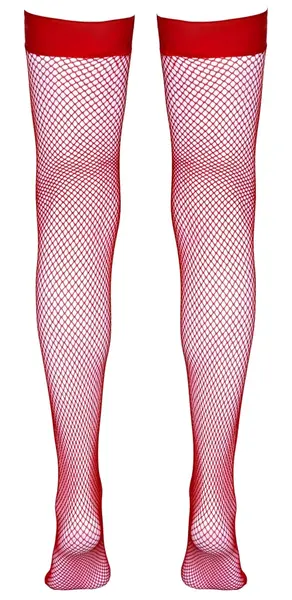 Cottelli Collection samodržeće čarape crvene L - elegantan mrežasti dizajn, silikonski grip