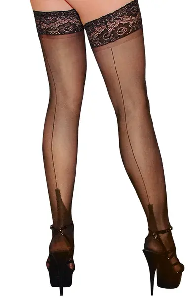 Cottelli Collection Hold-Up Stockings Seam & Cuban Heel 20 Denier Black M