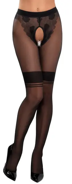 Cottelli LEGWARE Retro Open Crotch Tights 25 DEN, Nude i Crna, Veličina M/L