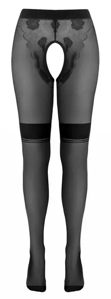 Cottelli Legware Retro Open-Crotch hulahopke 25 Den Nude/Crna S/M