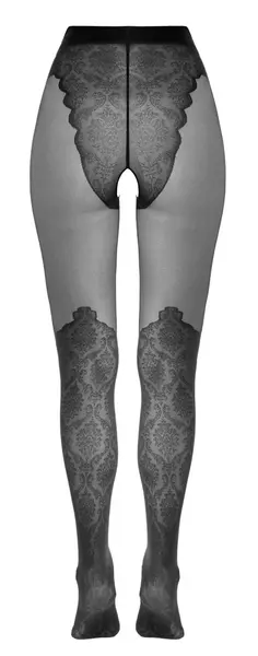 Cottelli Legware Crne čipkane overknee otvorene hulahopke 25/50 DEN Oeko-Tex